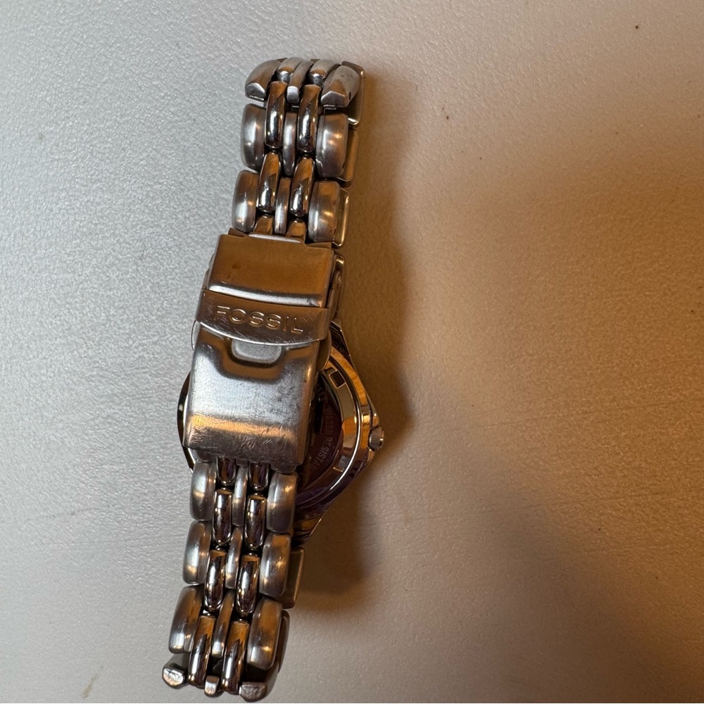 Fossil Women's Watch with Red Dial and Silver Band - Picture 2 of 3
